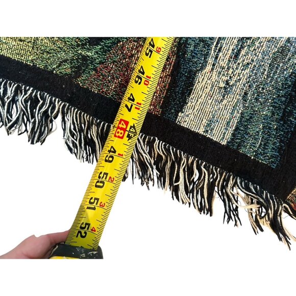 Horses Equestrian Throw Blanket Tapestry Woven Cotton Fringe Signed Picken 67x50 - Picture 7 of 9